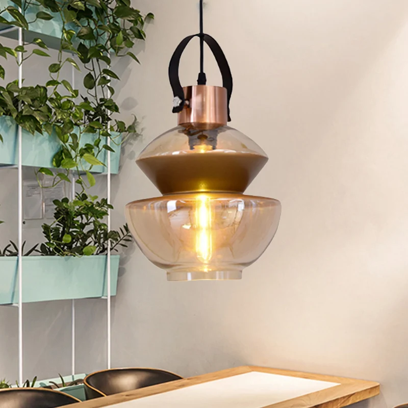 Kalebas/kegel glazen hanglamp modernistisch 1 lichtbruin hangend plafondarmatuur voor eetkamer Clearhalo