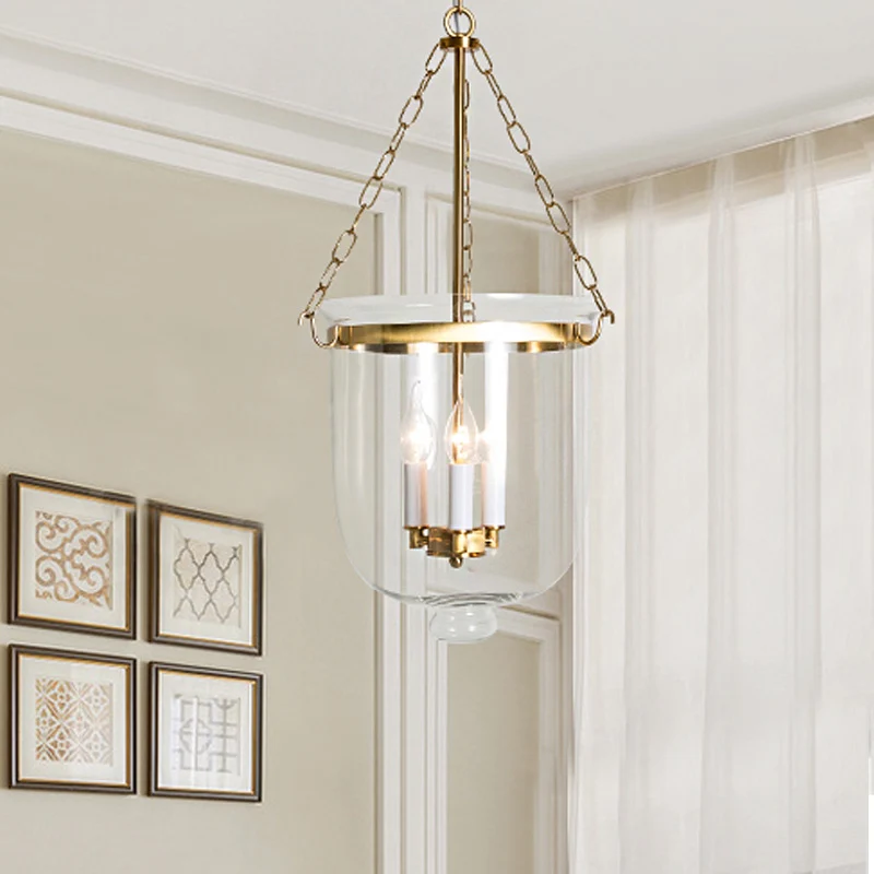Kandelaar Helder Glazen Hangende Kroonluchter Koloniaal 3 Lampen Slaapkamer Hanglamp Clearhalo