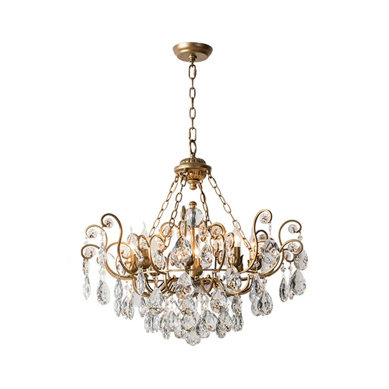Kandelaar Kristallen Plafondkroonluchter Traditionele 6/8/10 Lichten Woonkamer Downverlichting Hanger Messing Clearhalo
