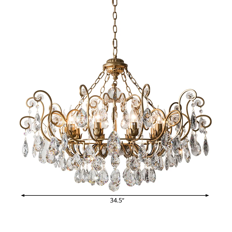 Kandelaar Kristallen Plafondkroonluchter Traditionele 6/8/10 Lichten Woonkamer Downverlichting Hanger Messing Clearhalo