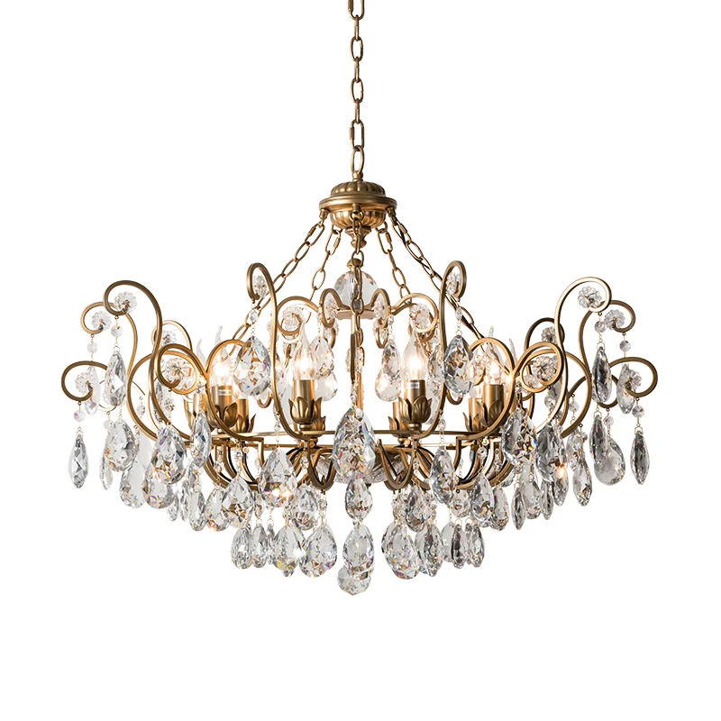 Kandelaar Kristallen Plafondkroonluchter Traditionele 6/8/10 Lichten Woonkamer Downverlichting Hanger Messing Clearhalo
