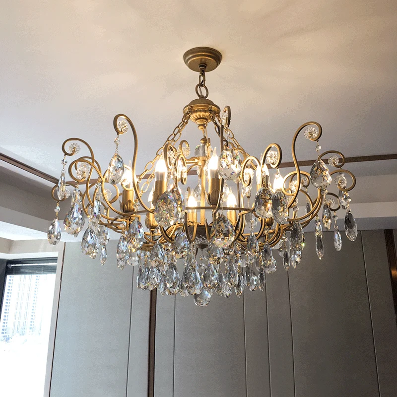 Kandelaar Kristallen Plafondkroonluchter Traditionele 6/8/10 Lichten Woonkamer Downverlichting Hanger Messing Clearhalo