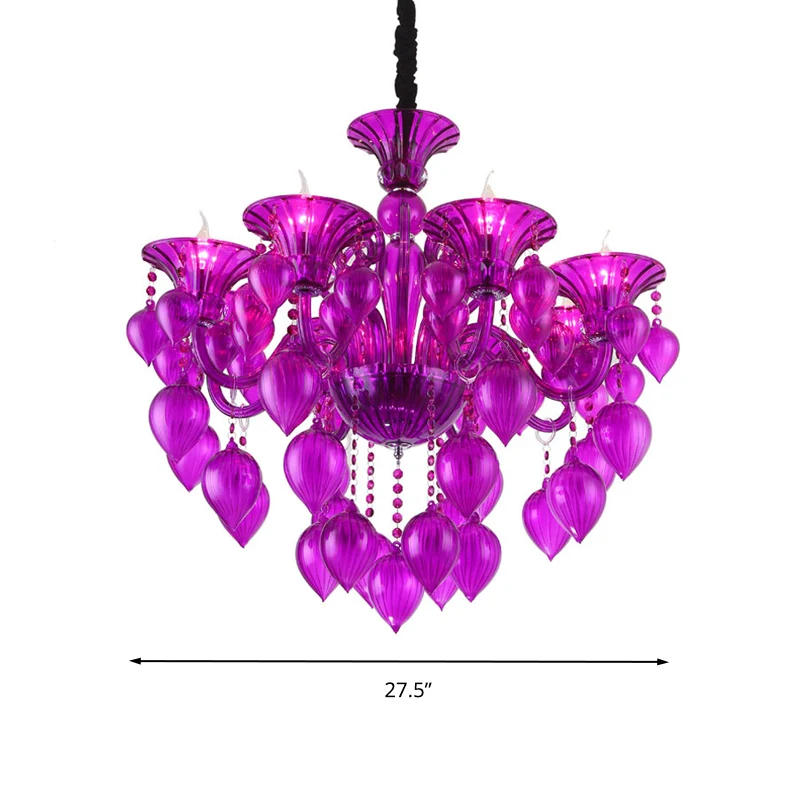 Kandelaar Kristallen Plafondlamp Traditioneel 6 Hoofden Woonkamer Kroonluchter Verlichting Blauw/Paars/Rood Kristal Clearhalo