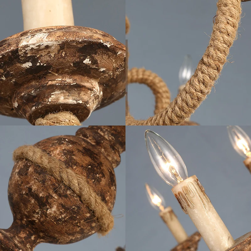 Kandelaar metalen plafondlamp rustieke hangkroonluchter met 6 lampen bruin Clearhalo