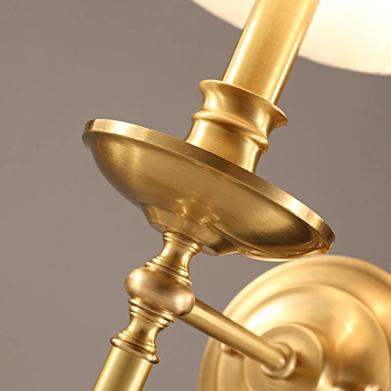Kandelaar woonkamer wandverlichting vintage metalen enkele gouden schanslamp met Empire stoffen kap Clearhalo