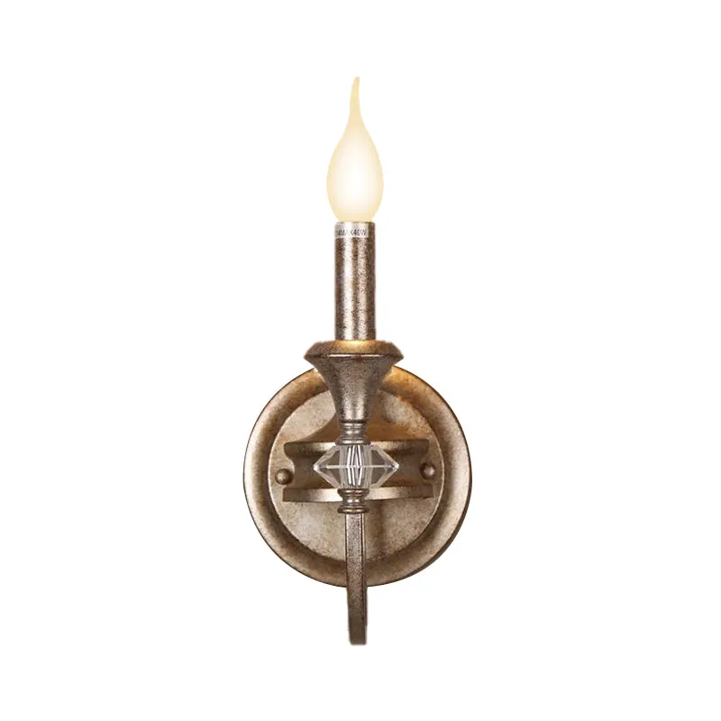 Kandelaar/kegel restaurant schans licht antiek metaal enkel licht roest wandgemonteerde lamp met kap/schaduwloos Clearhalo