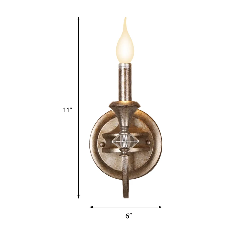 Kandelaar/kegel restaurant schans licht antiek metaal enkel licht roest wandgemonteerde lamp met kap/schaduwloos Clearhalo
