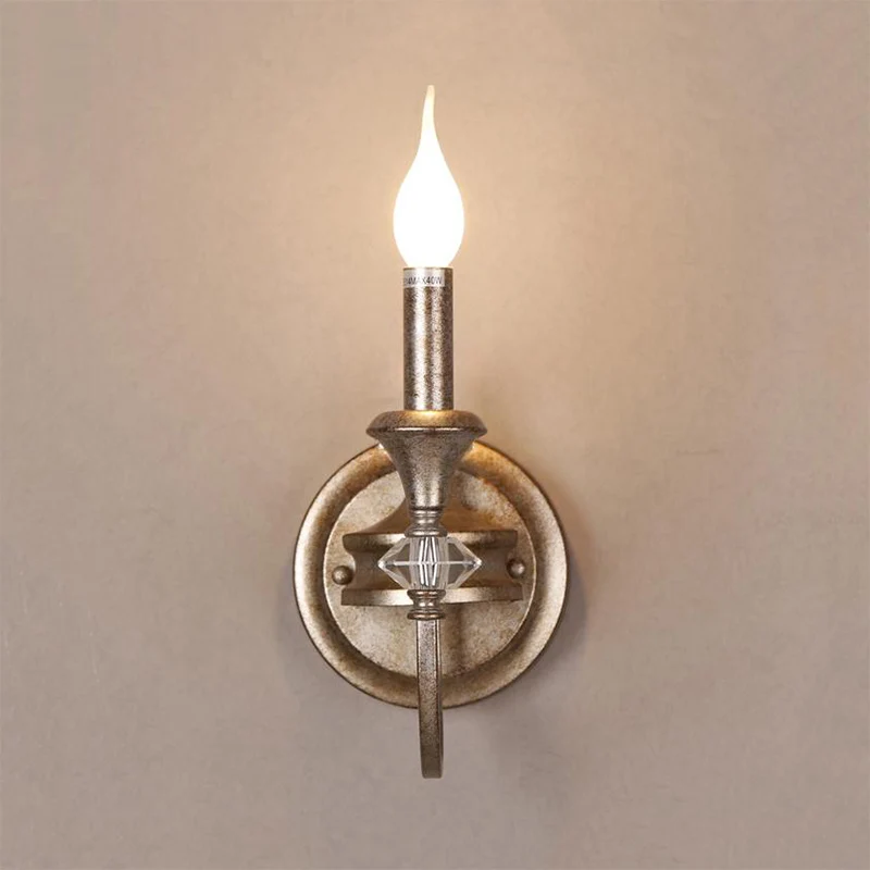 Kandelaar/kegel restaurant schans licht antiek metaal enkel licht roest wandgemonteerde lamp met kap/schaduwloos Clearhalo
