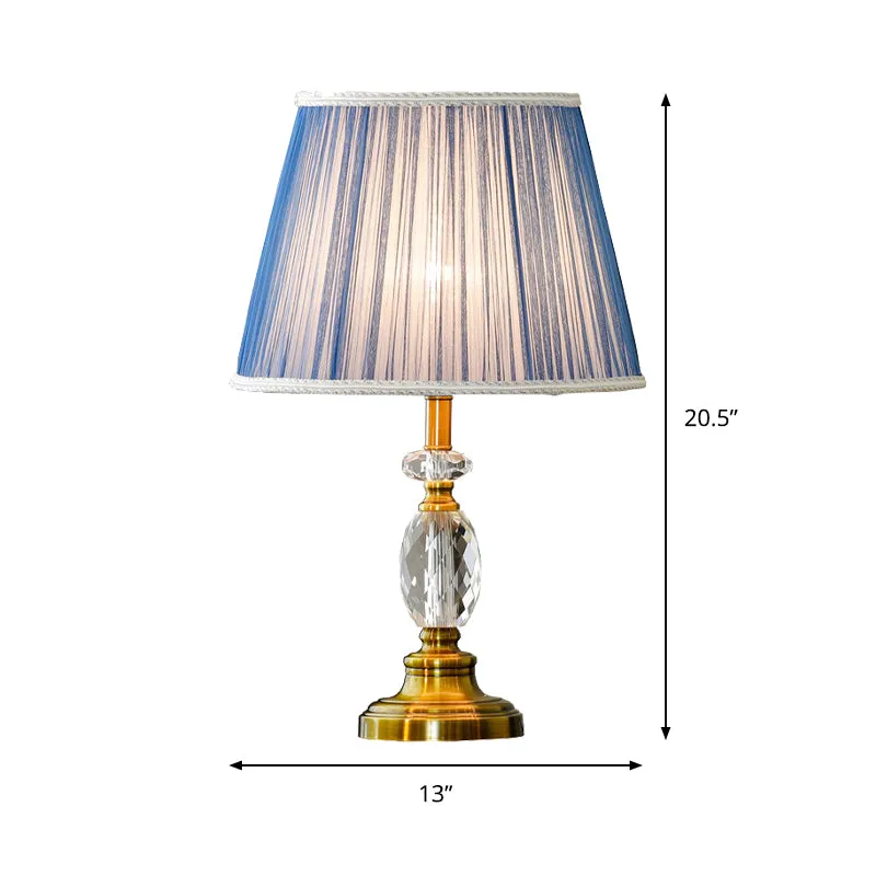 Kegelgefacetteerd kristallen nachtlampje Modernisme 1-lamps blauwe tafelverlichting met namaakgevlochten details Clearhalo