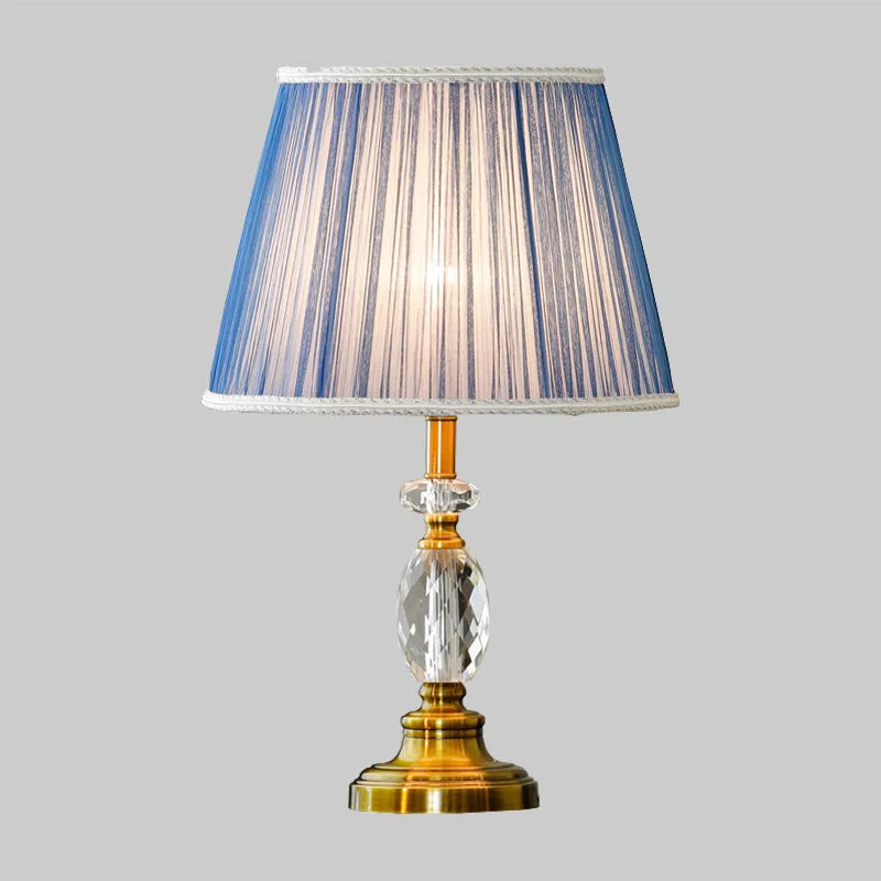 Kegelgefacetteerd kristallen nachtlampje Modernisme 1-lamps blauwe tafelverlichting met namaakgevlochten details Clearhalo