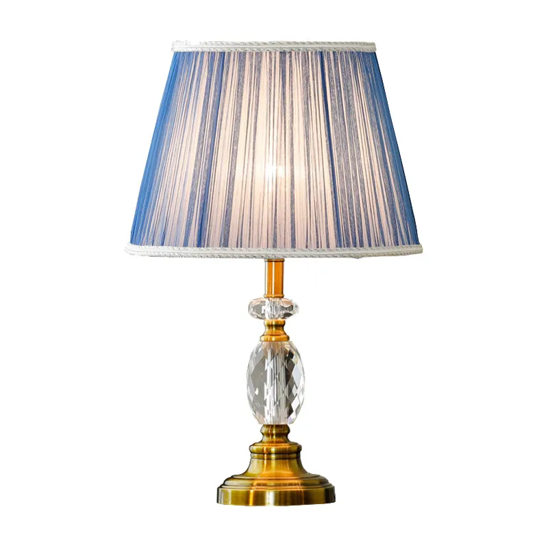 Kegelgefacetteerd kristallen nachtlampje Modernisme 1-lamps blauwe tafelverlichting met namaakgevlochten details Clearhalo