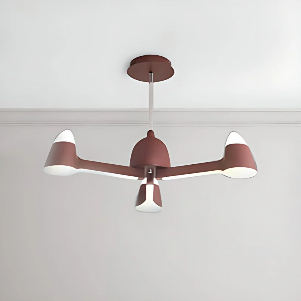 Kegelplafondkroonluchter Scandinavisch metaal 3/6/8 lichtbruine kroonluchterlamp voor woonkamer Clearhalo