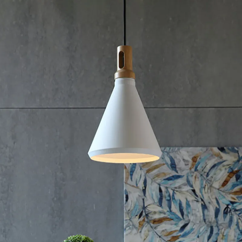 Kegel-/trommelkap Aluminium hangende plafondlamp Moderne stijl 1-lichts eetkamer hanglamp zwart/wit Clearhalo