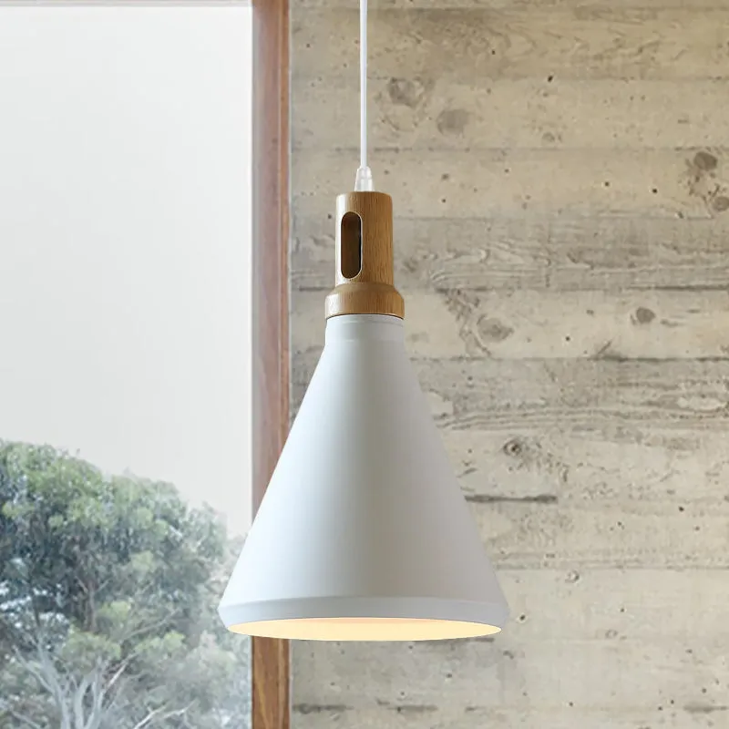 Kegel-/trommelkap Aluminium hangende plafondlamp Moderne stijl 1-lichts eetkamer hanglamp zwart/wit Clearhalo