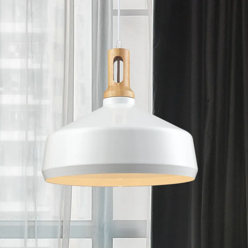 Kegel-/trommelkap Aluminium hangende plafondlamp Moderne stijl 1-lichts eetkamer hanglamp zwart/wit Clearhalo