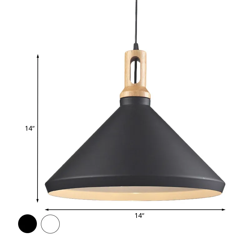 Kegel-/trommelkap Aluminium hangende plafondlamp Moderne stijl 1-lichts eetkamer hanglamp zwart/wit Clearhalo