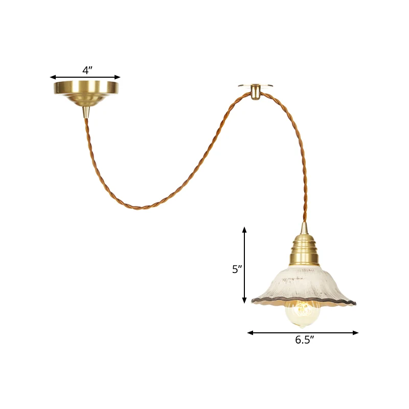 Keramiek geschulpte hangende verlichting Traditionele 1-lichts woonkamer plafond hanglamp goud Clearhalo