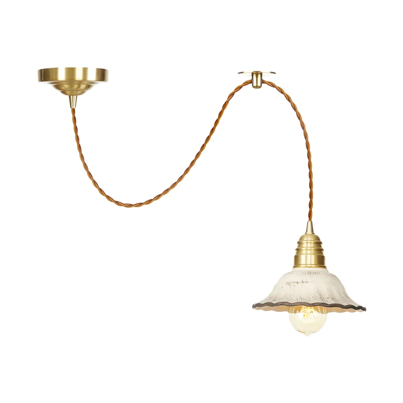 Keramiek geschulpte hangende verlichting Traditionele 1-lichts woonkamer plafond hanglamp goud Clearhalo