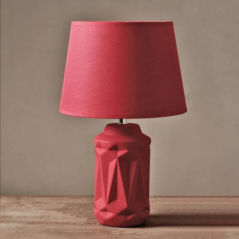 Keramiek rood nachtkastje licht geometrisch gesneden cilinder enkele minimalistische nachtkastjelamp Clearhalo