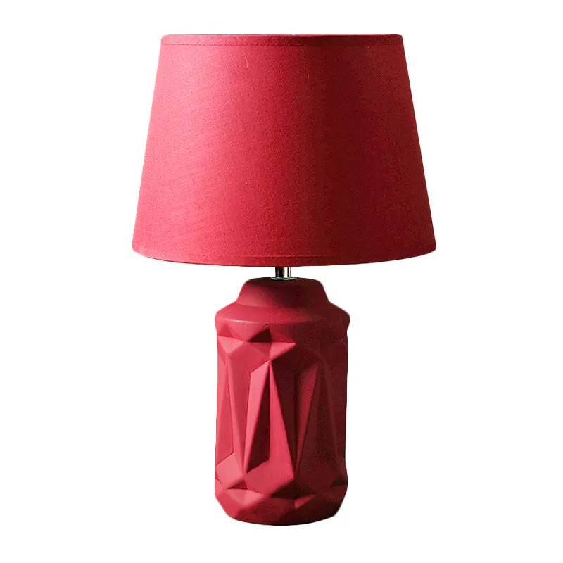 Keramiek rood nachtkastje licht geometrisch gesneden cilinder enkele minimalistische nachtkastjelamp Clearhalo