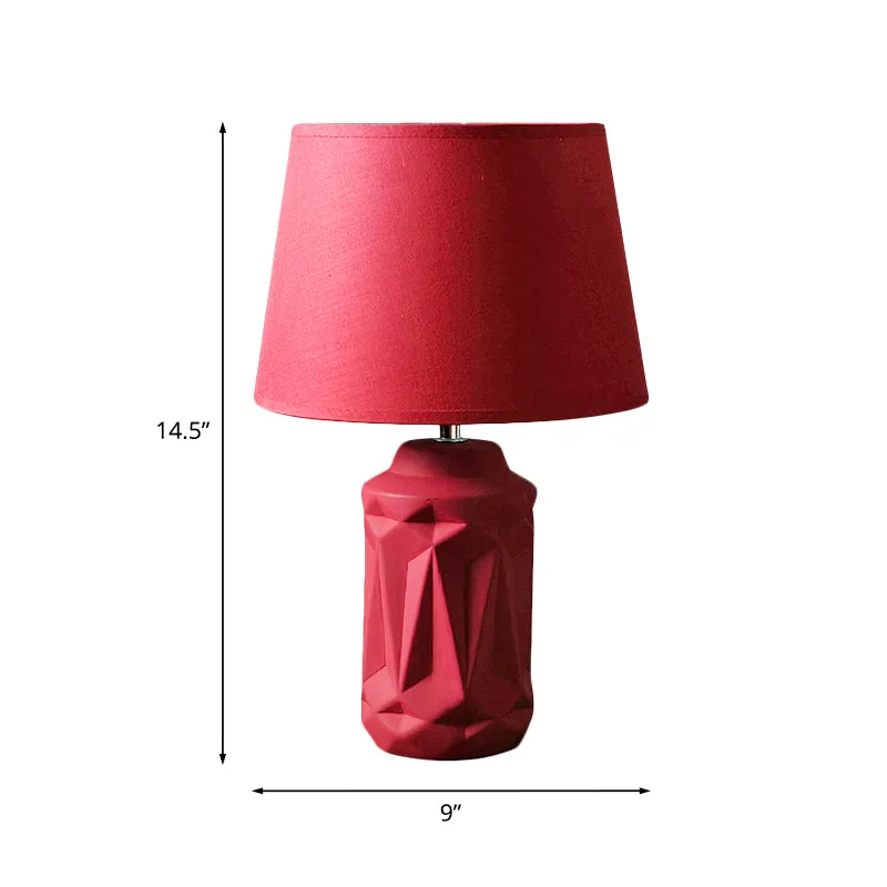 Keramiek rood nachtkastje licht geometrisch gesneden cilinder enkele minimalistische nachtkastjelamp Clearhalo