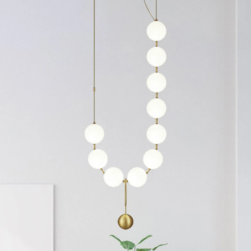 Kettingvormige eettafel kroonluchter melkglas 10 lichts eenvoudig hanglicht goud Clearhalo