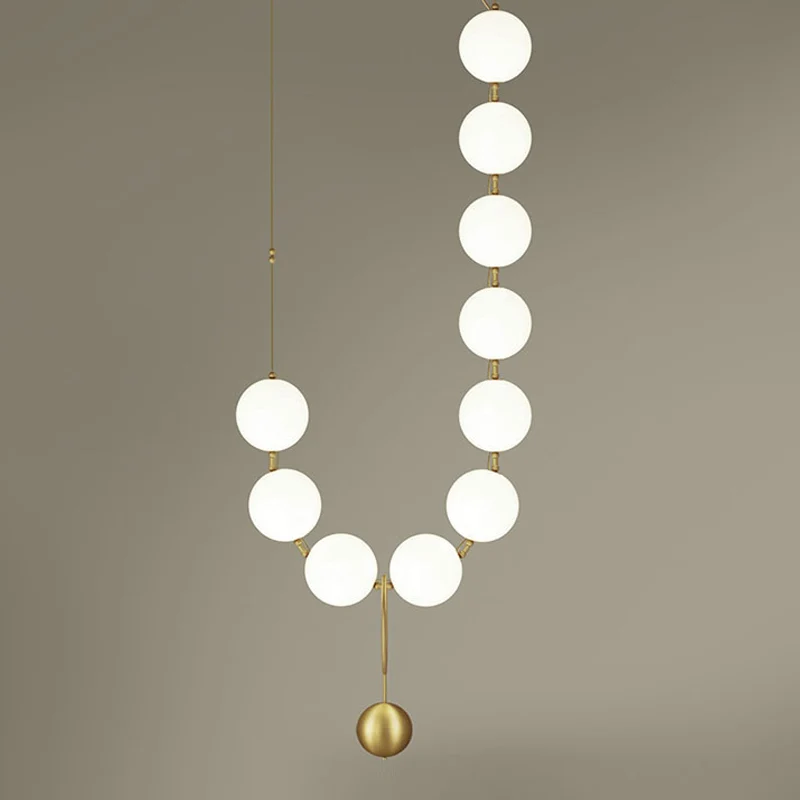 Kettingvormige eettafel kroonluchter melkglas 10 lichts eenvoudig hanglicht goud Clearhalo