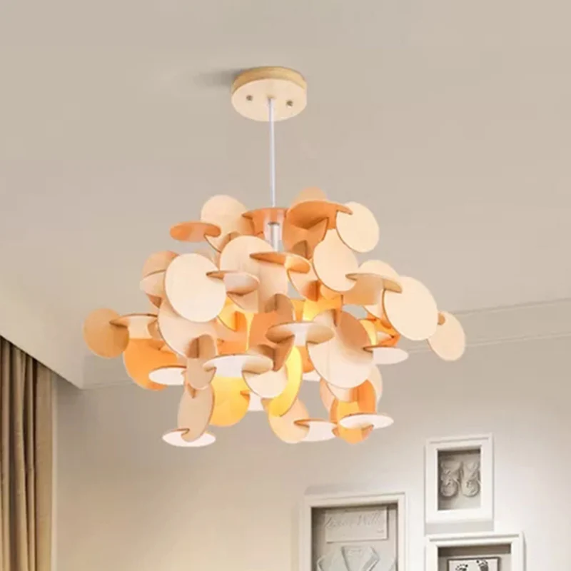 Kids Dot Decoratie Kroonluchter Houten Hanglamp voor Eetkamer Verpleegkamer Clearhalo