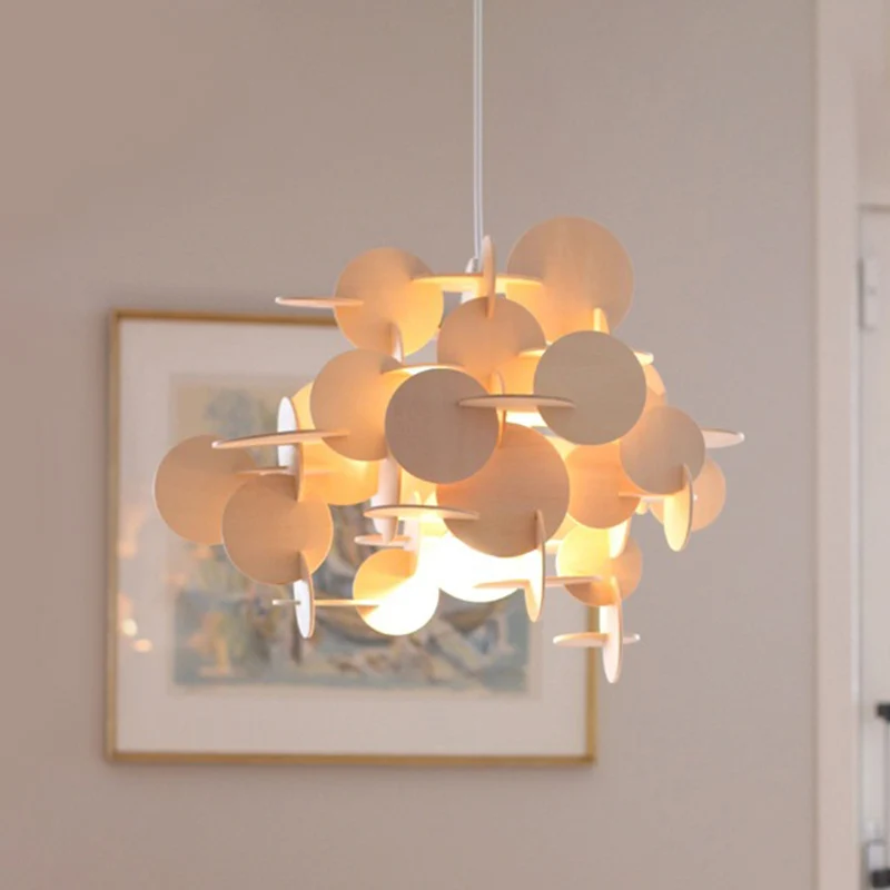 Kids Dot Decoratie Kroonluchter Houten Hanglamp voor Eetkamer Verpleegkamer Clearhalo
