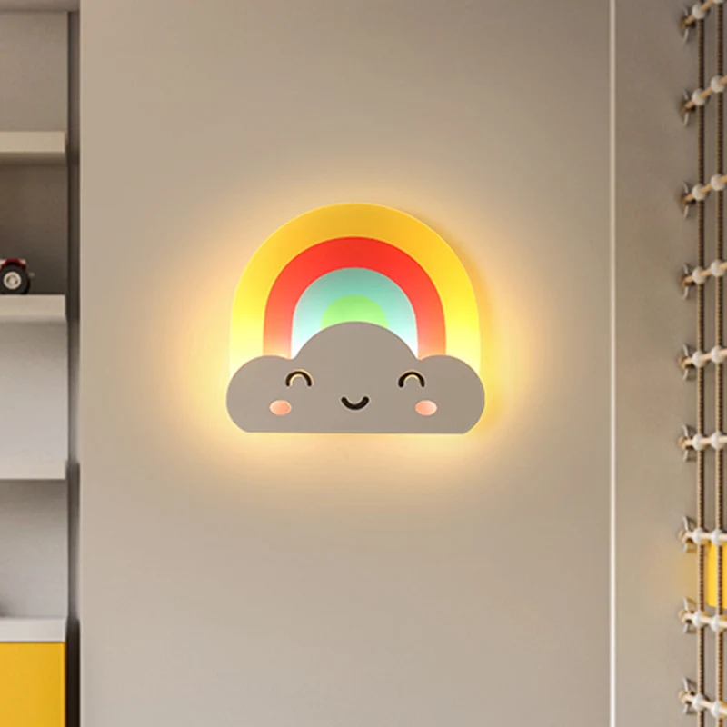 Kids Rainbow Cloud Sconce Light Acryl Multi-Color Wandlamp voor Baby Slaapkamer Hal Clearhalo
