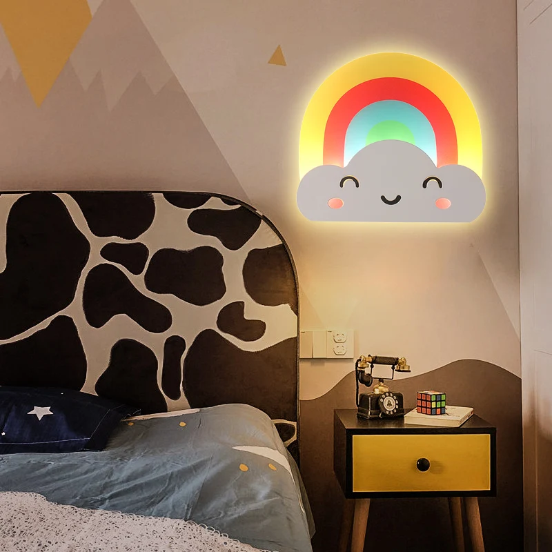 Kids Rainbow Cloud Sconce Light Acryl Multi-Color Wandlamp voor Baby Slaapkamer Hal Clearhalo