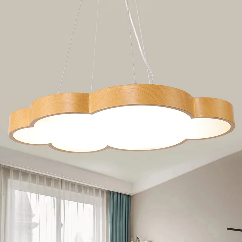 Kids Slim Cloud Hanglamp Acryl Hanglamp Beige voor Game Room Clearhalo