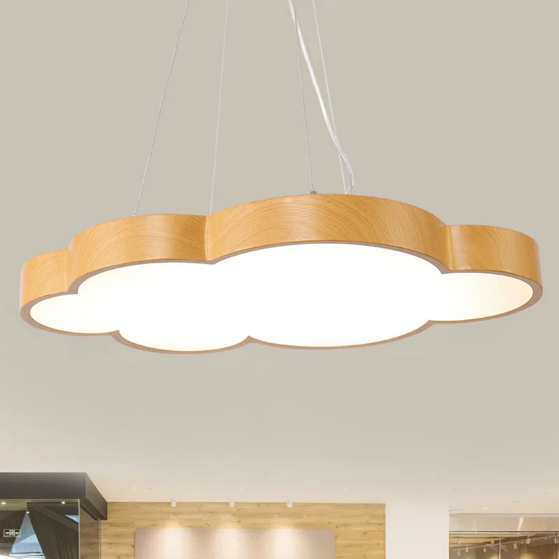 Kids Slim Cloud Hanglamp Acryl Hanglamp Beige voor Game Room Clearhalo