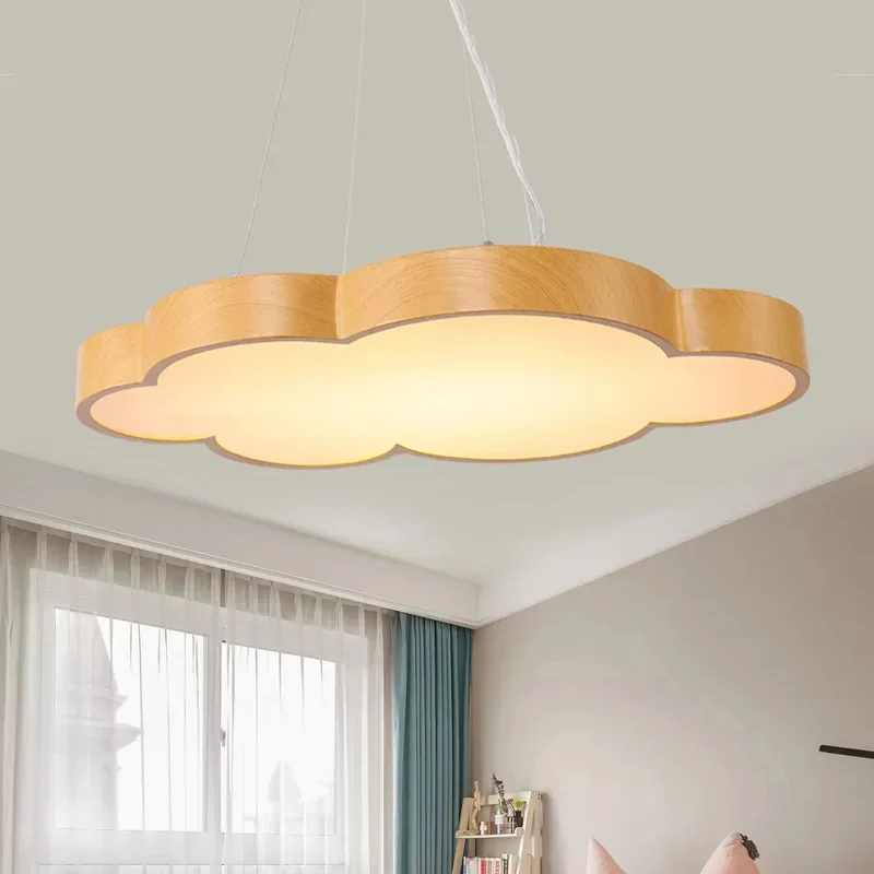 Kids Slim Cloud Hanglamp Acryl Hanglamp Beige voor Game Room Clearhalo