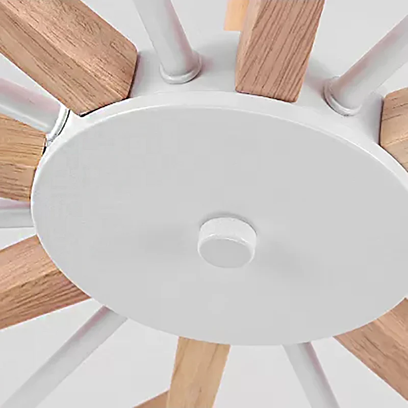 Kinder beige hanglamp sneeuwvlok houten kroonluchter met kale lamp voor woonkamer Clearhalo