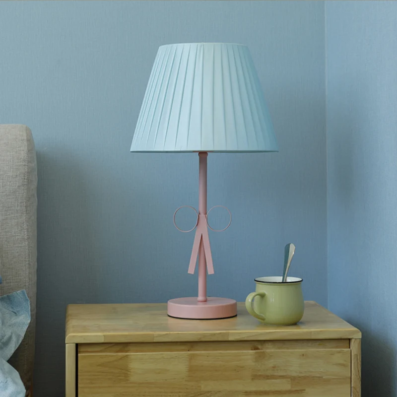 Kinder snoepkleurige studielamp Vouw taps toelopende schaduw 1 kop Stoffen bureaulamp voor meisjesslaapkamer Clearhalo
