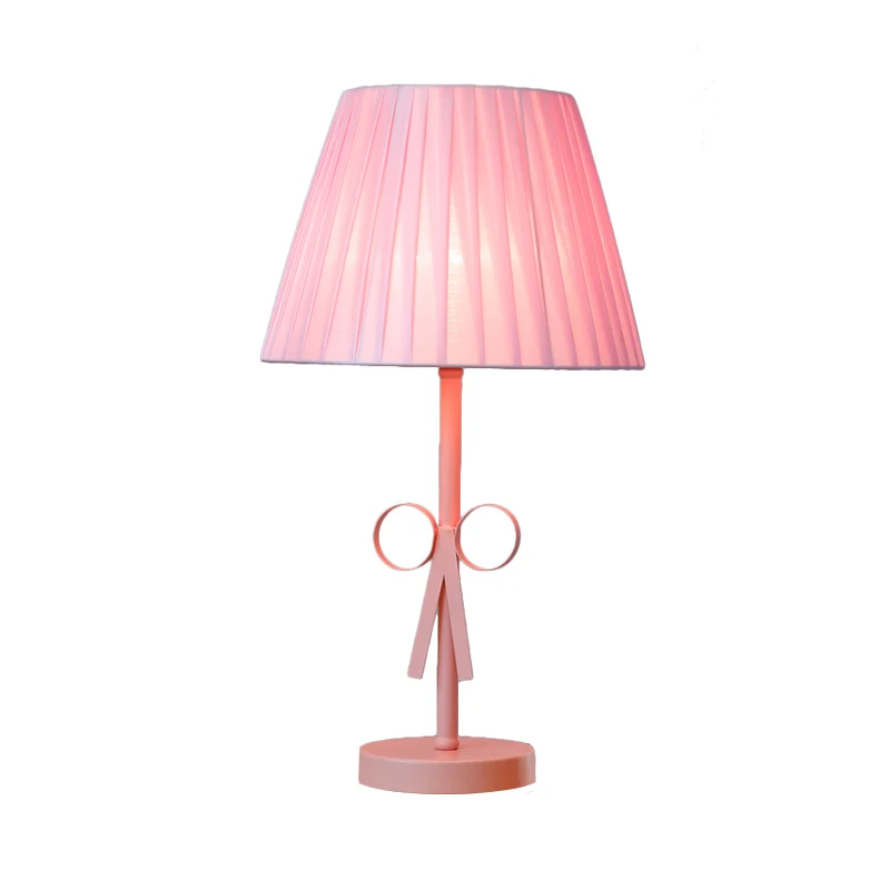 Kinder snoepkleurige studielamp Vouw taps toelopende schaduw 1 kop Stoffen bureaulamp voor meisjesslaapkamer Clearhalo