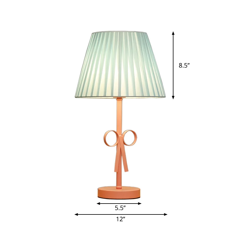 Kinder snoepkleurige studielamp Vouw taps toelopende schaduw 1 kop Stoffen bureaulamp voor meisjesslaapkamer Clearhalo