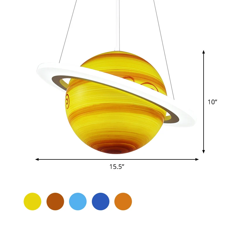 Kinderen 1 lamp hanglamp geelbruin jupiter/blauwe aarde/oranje zonnebol hangende kroonluchter met acryl kap Clearhalo