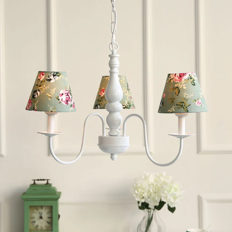 Kinderhanglamp bloem met taps toelopende kap 3-lichts metalen kroonluchter groen voor verpleegkamer Clearhalo