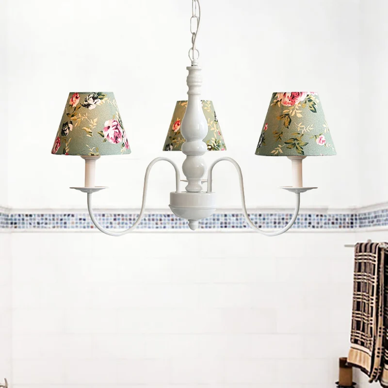 Kinderhanglamp bloem met taps toelopende kap 3-lichts metalen kroonluchter groen voor verpleegkamer Clearhalo