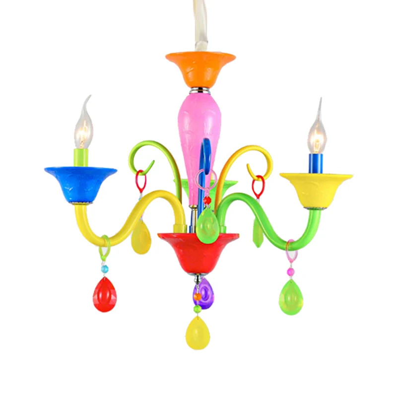 Kinderkaars hanglamp met traankristal metallic veelkleurige kroonluchter voor speelkamer Clearhalo