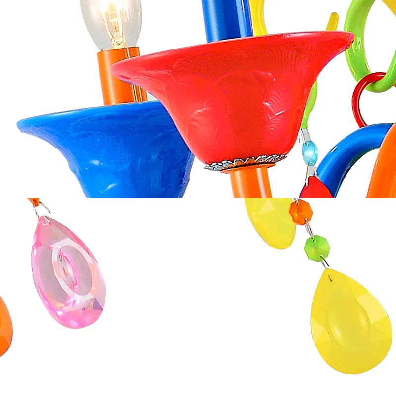 Kinderkaars hanglamp met traankristal metallic veelkleurige kroonluchter voor speelkamer Clearhalo