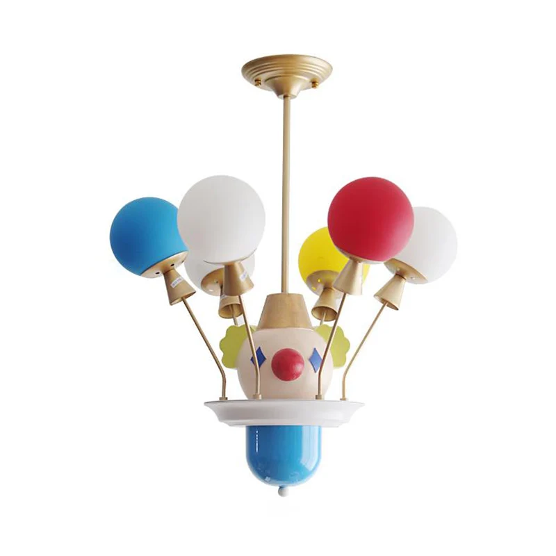 Kinderkamer Clown Kroonluchter met Ballon Glazen Hars Moderne Veelkleurige Hanglamp Clearhalo