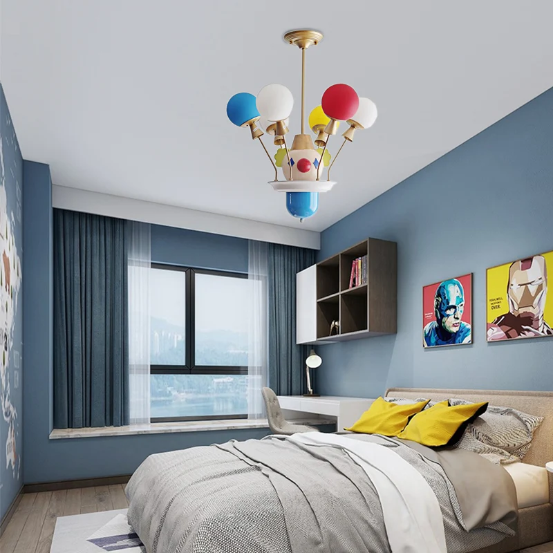 Kinderkamer Clown Kroonluchter met Ballon Glazen Hars Moderne Veelkleurige Hanglamp Clearhalo
