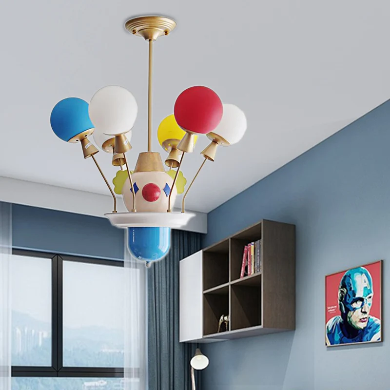 Kinderkamer Clown Kroonluchter met Ballon Glazen Hars Moderne Veelkleurige Hanglamp Clearhalo