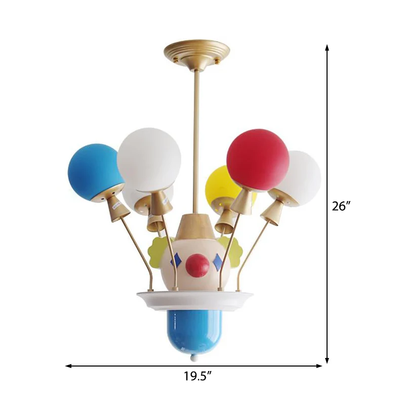 Kinderkamer Clown Kroonluchter met Ballon Glazen Hars Moderne Veelkleurige Hanglamp Clearhalo