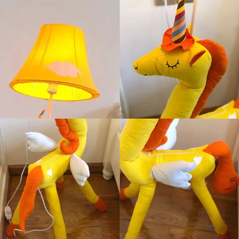 Kinderkamer Eenhoorn vloerlamp met belscherm Stof 1 licht Cartoon vloerlamp Clearhalo