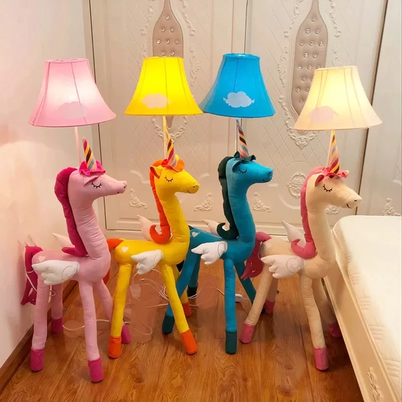 Kinderkamer Eenhoorn vloerlamp met belscherm Stof 1 licht Cartoon vloerlamp Clearhalo