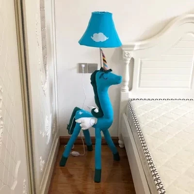 Kinderkamer Eenhoorn vloerlamp met belscherm Stof 1 licht Cartoon vloerlamp Clearhalo